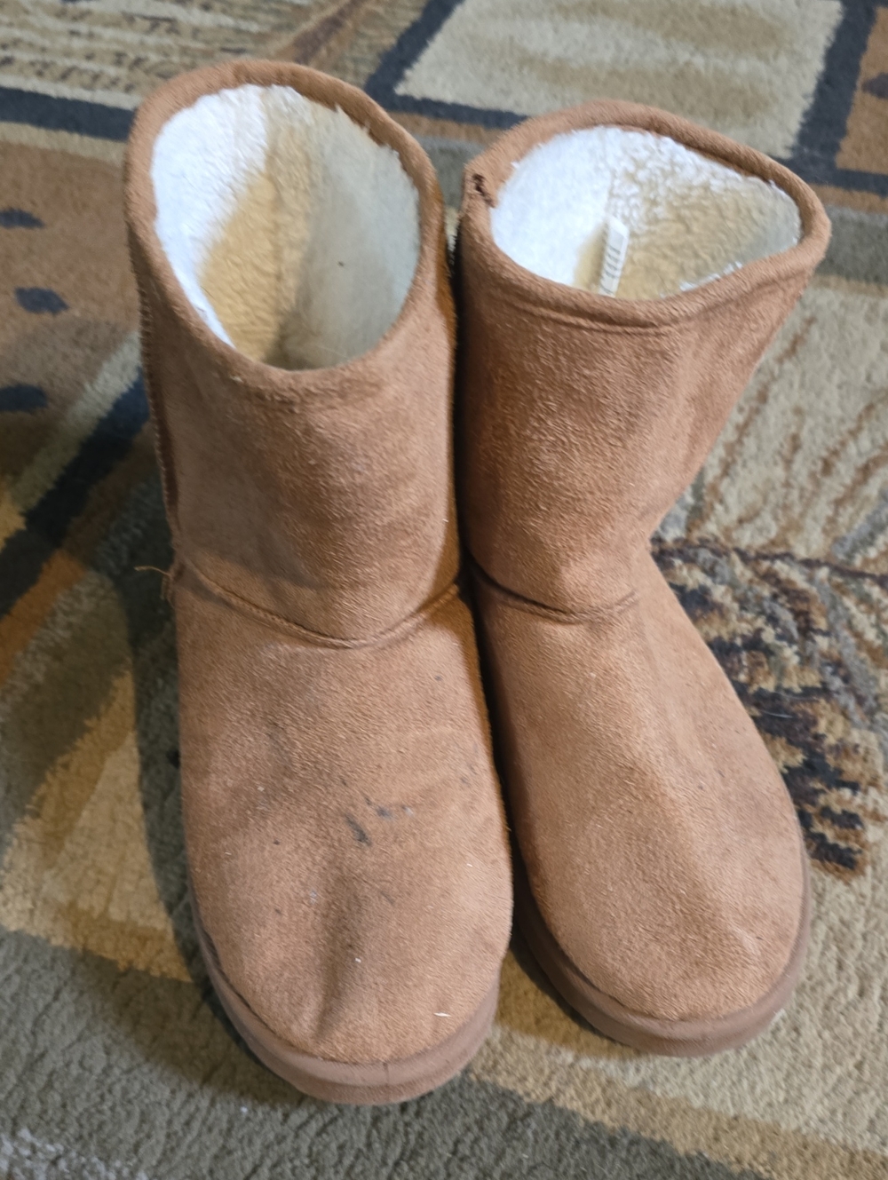 Kids Cozy Faux-Suede Winter Boots in Tan